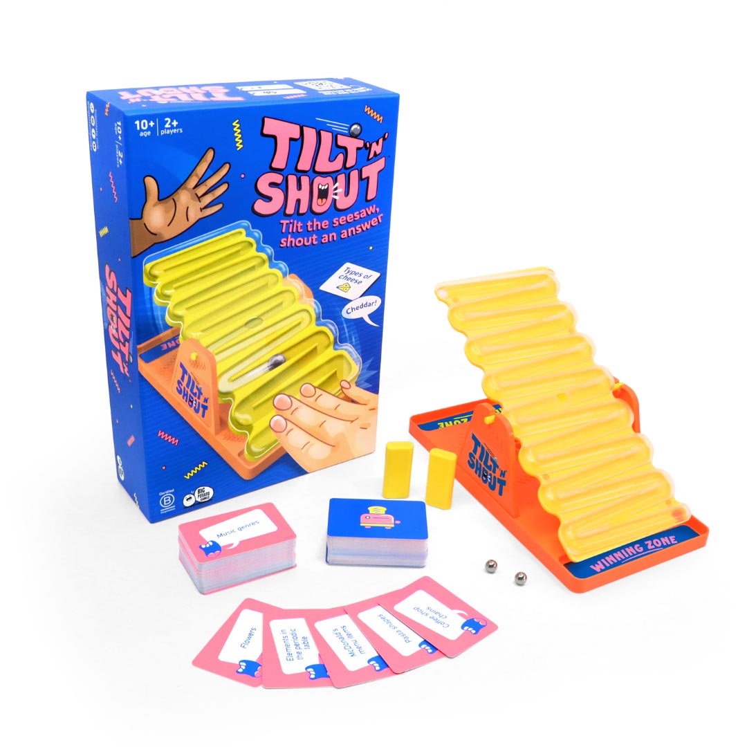 Best game for Christmas Tilt and Shout box, topic cards and seesaw