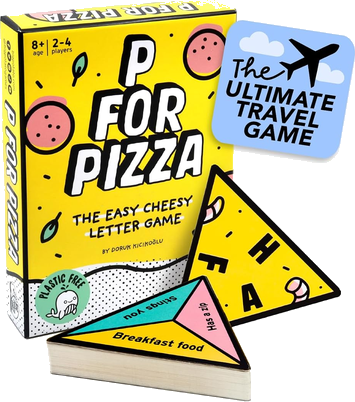 P for Pizza box art, one of the best card games for travel