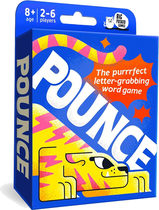 Pounce box art, a fast letter-grabbing word card game
