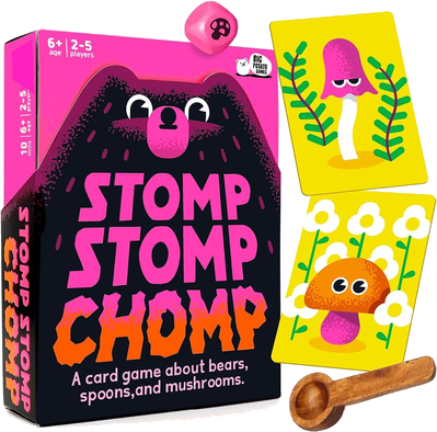 Stomp Stomp Chomp box art, a stocking stuffer game for kids and adults
