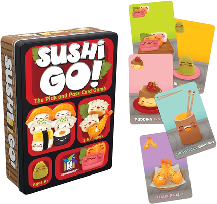 Sushi Go box art, a pocket-sized pick-and-pass card game